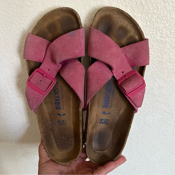 Birkenstock Sienna Pink Suede Sandals Size 8-8.5 - Picture 1 of 13